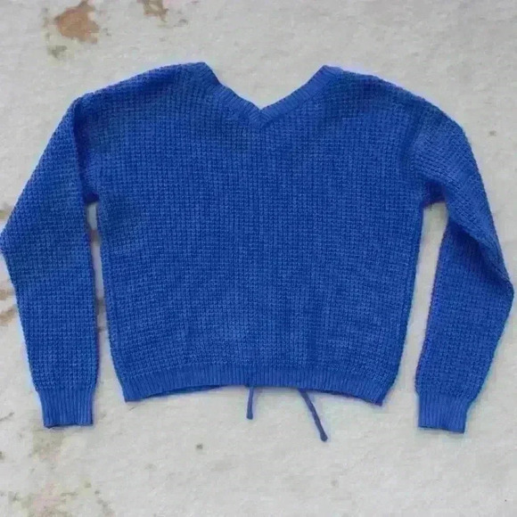 SINCERELY JULES Adjustable Length Cinch Crop Long Sleeve Knit Sweater Women S - Picture 8 of 10